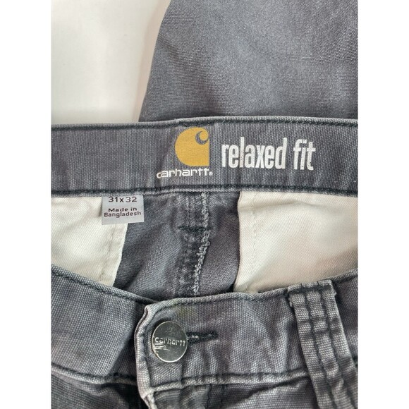 Carhartt Work Pants 31X32, Dark Grey, Relaxed Fit, Worn, Logo, Distressed - Picture 2 of 9